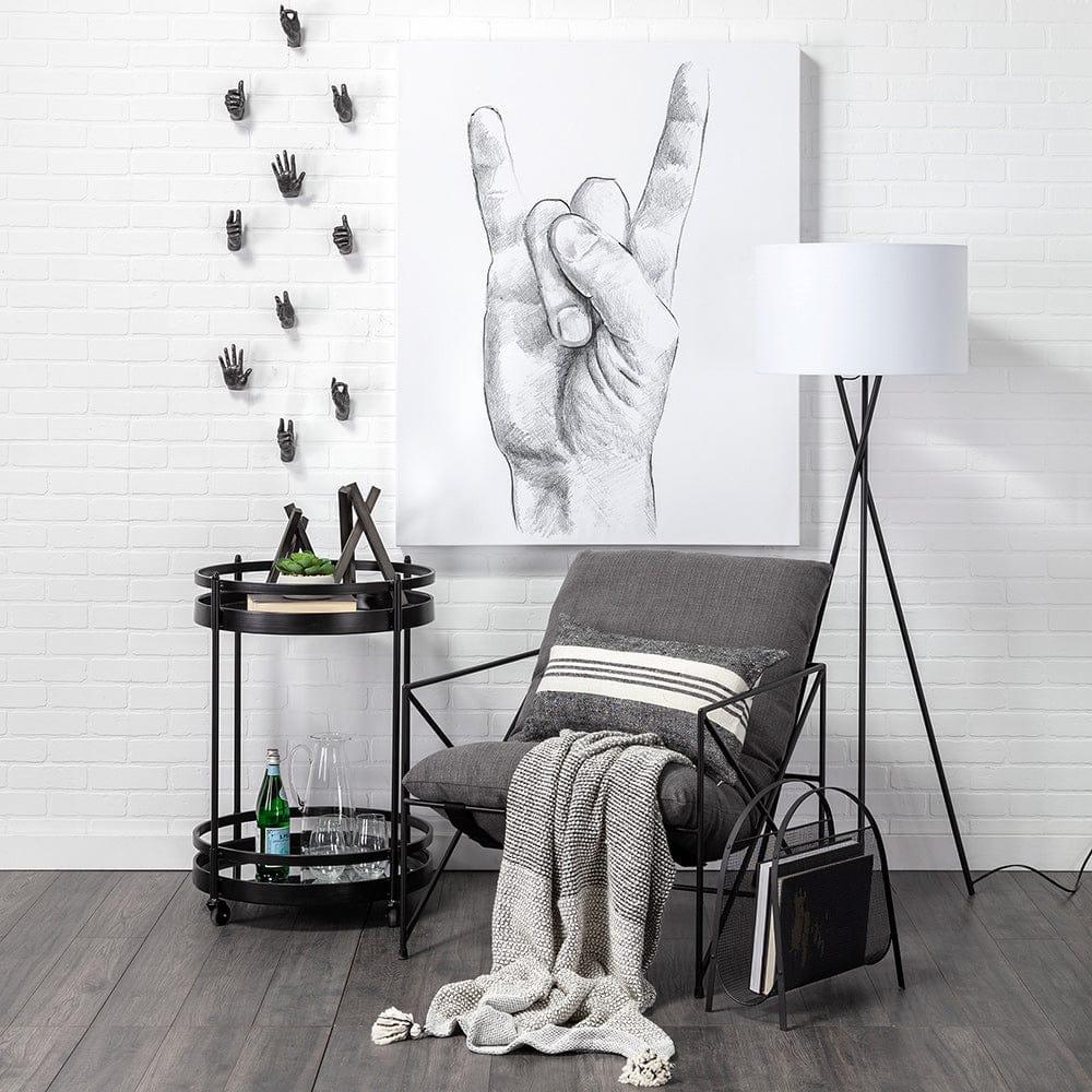 Mercana - Leonidas 28.5L x 29.5W x 34.0H Grey Fabric Wrap Black Metal Frame Accent Chair - 69137_CLOSEOUT view 2
