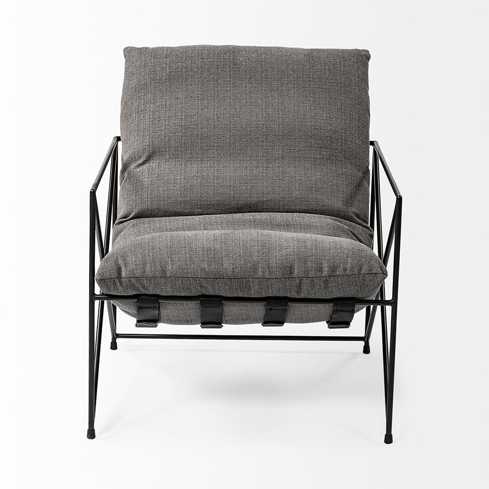 Mercana - Leonidas 28.5L x 29.5W x 34.0H Grey Fabric Wrap Black Metal Frame Accent Chair - 69137_CLOSEOUT view 3