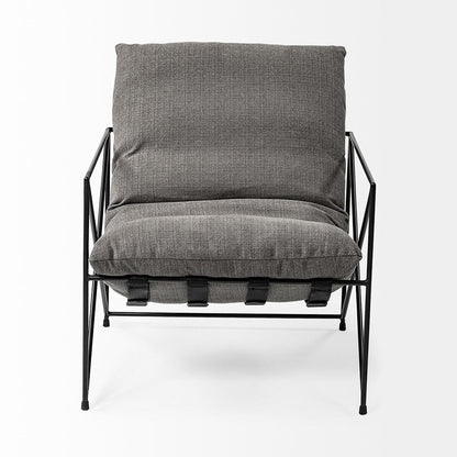 Mercana - Leonidas 28.5L x 29.5W x 34.0H Grey Fabric Wrap Black Metal Frame Accent Chair - 69137_CLOSEOUT view 3