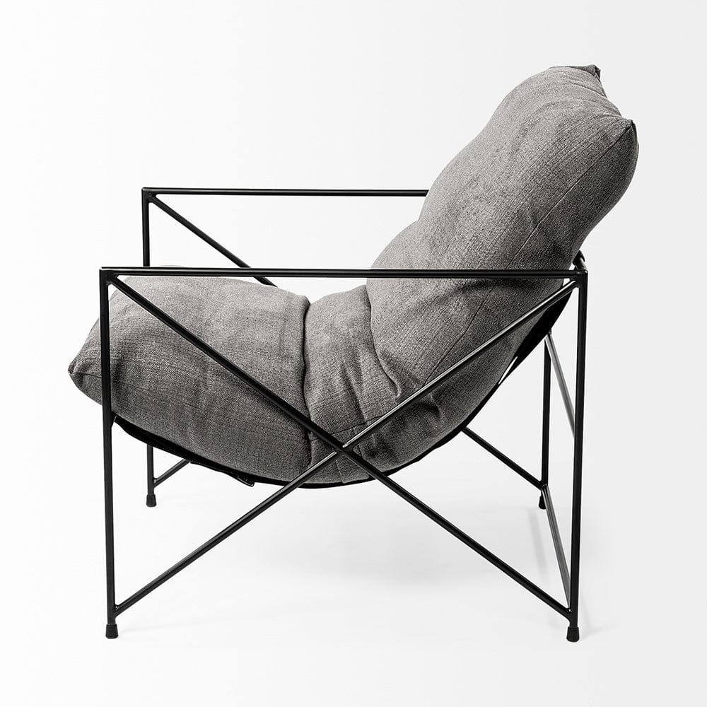 Mercana - Leonidas 28.5L x 29.5W x 34.0H Grey Fabric Wrap Black Metal Frame Accent Chair - 69137_CLOSEOUT view 4