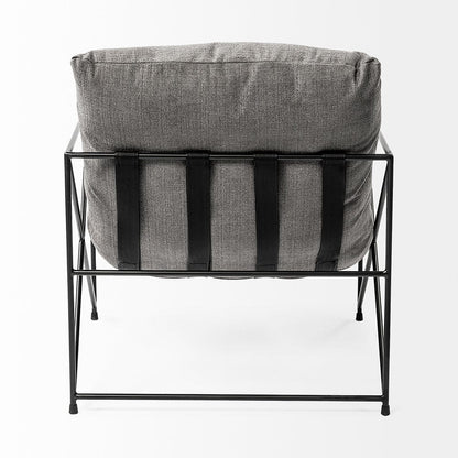 Mercana - Leonidas 28.5L x 29.5W x 34.0H Grey Fabric Wrap Black Metal Frame Accent Chair - 69137_CLOSEOUT view 5