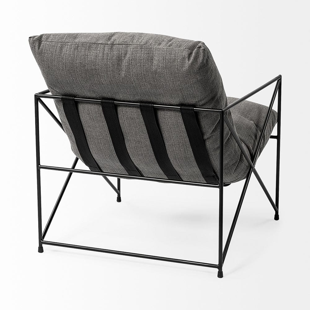 Mercana - Leonidas 28.5L x 29.5W x 34.0H Grey Fabric Wrap Black Metal Frame Accent Chair - 69137_CLOSEOUT view 6
