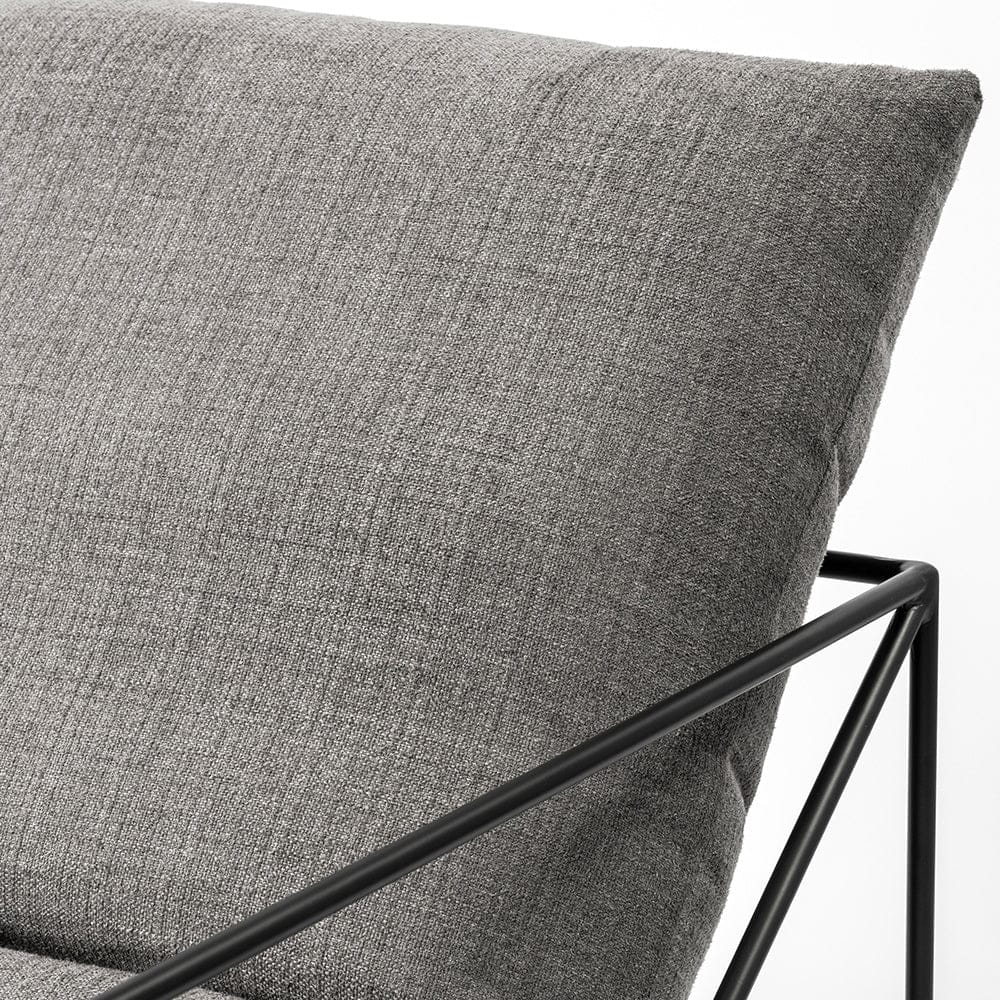 Mercana - Leonidas 28.5L x 29.5W x 34.0H Grey Fabric Wrap Black Metal Frame Accent Chair - 69137_CLOSEOUT view 7