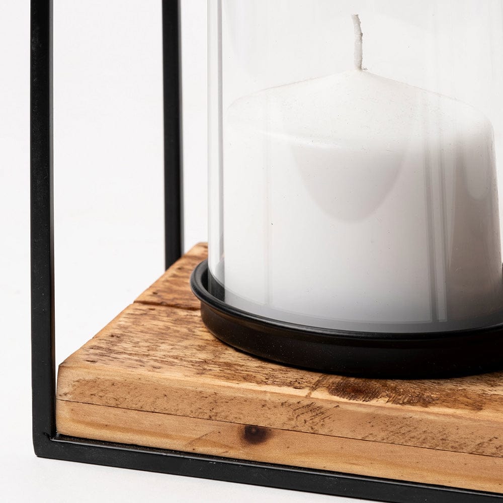 Mercana - Leopold Set of Two Black Metal Wooden Base Table Candle Holders - 68789 view 5