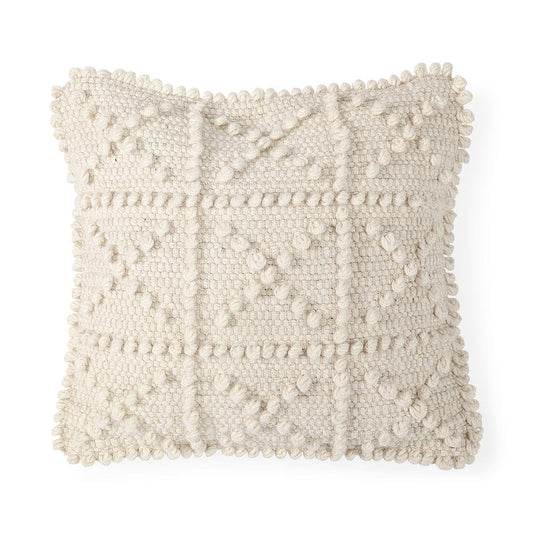 Mercana - Leroy 18 x 18 Cream Raised Pattern Detail Decorative Pillow Cover - 68392 view 1