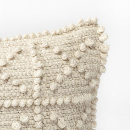 Mercana - Leroy 18 x 18 Cream Raised Pattern Detail Decorative Pillow Cover - 68392 view 4