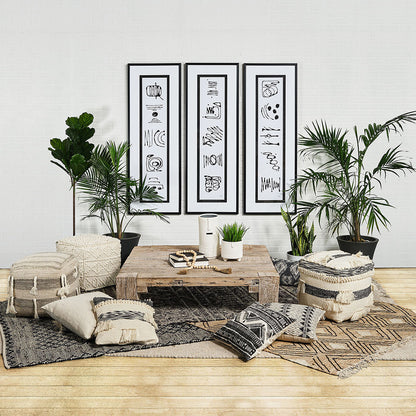 Mercana - Leroy Square Cream Wool Pouf w/ Popcorn Detail - 68390 view 5