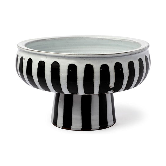 Mercana - Lexington 14L x 14W White Ceramic Striped Bowl - 68099 view 1