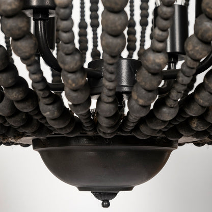 Mercana - Liam I 32x30 Black Wooden Bead Bowl-Style Four Bulb Chandelier - 68424_CLOSEOUT view 6