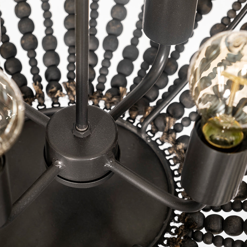 Mercana - Liam I 32x30 Black Wooden Bead Bowl-Style Four Bulb Chandelier - 68424_CLOSEOUT view 8
