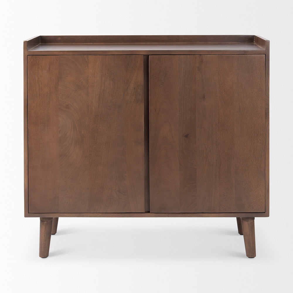 Mercana - Lillie 36.0L x 16.0W x 32.0H Medium Brown Wood 2 Door Tray Top Accent Cabinet - 69945 view 2
