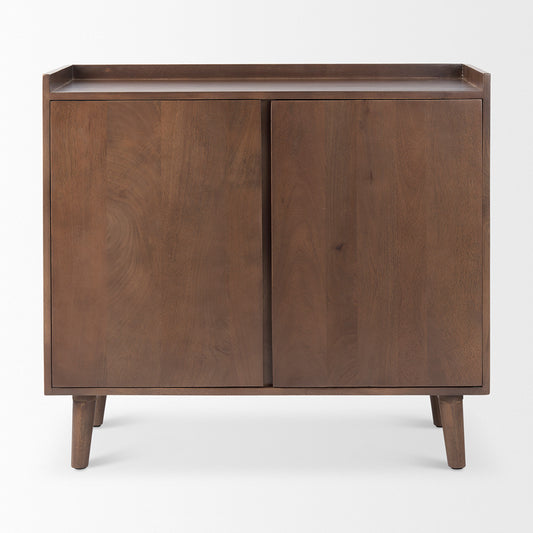 Mercana - Lillie 36.0L x 16.0W x 32.0H Medium Brown Wood 2 Door Tray Top Accent Cabinet - 69945 view 2