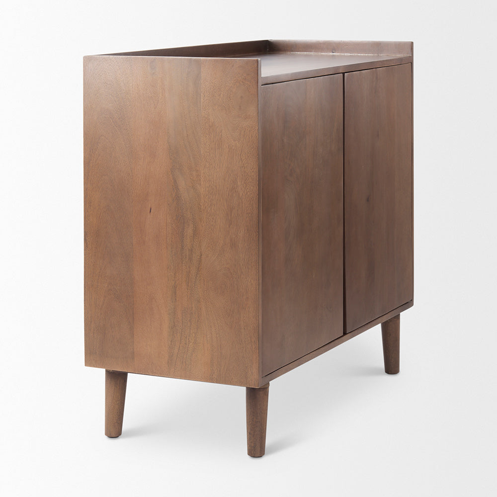 Mercana - Lillie 36.0L x 16.0W x 32.0H Medium Brown Wood 2 Door Tray Top Accent Cabinet - 69945 view 5