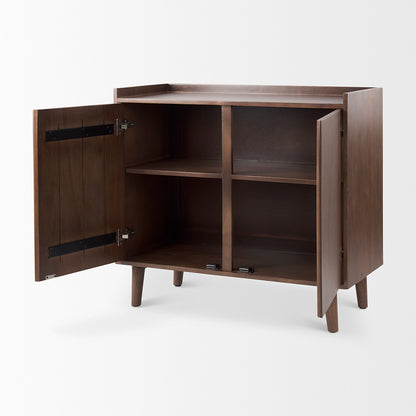 Mercana - Lillie 36.0L x 16.0W x 32.0H Medium Brown Wood 2 Door Tray Top Accent Cabinet - 69945 view 6