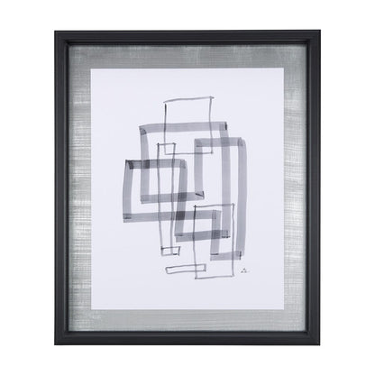 Mercana - Lines III by Mercana Studio a Hand Embellished Textured Framed Art Print Matted under Glass - 14149 view 1