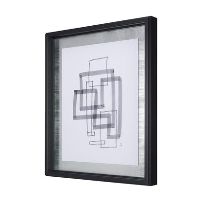 Mercana - Lines III by Mercana Studio a Hand Embellished Textured Framed Art Print Matted under Glass - 14149 view 2