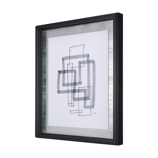 Mercana - Lines III by Mercana Studio a Hand Embellished Textured Framed Art Print Matted under Glass - 14149 view 2