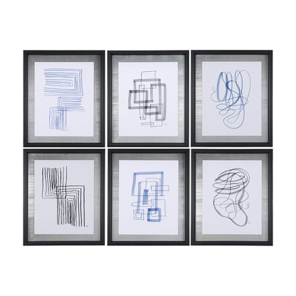 Mercana - Lines III by Mercana Studio a Hand Embellished Textured Framed Art Print Matted under Glass - 14149 view 6