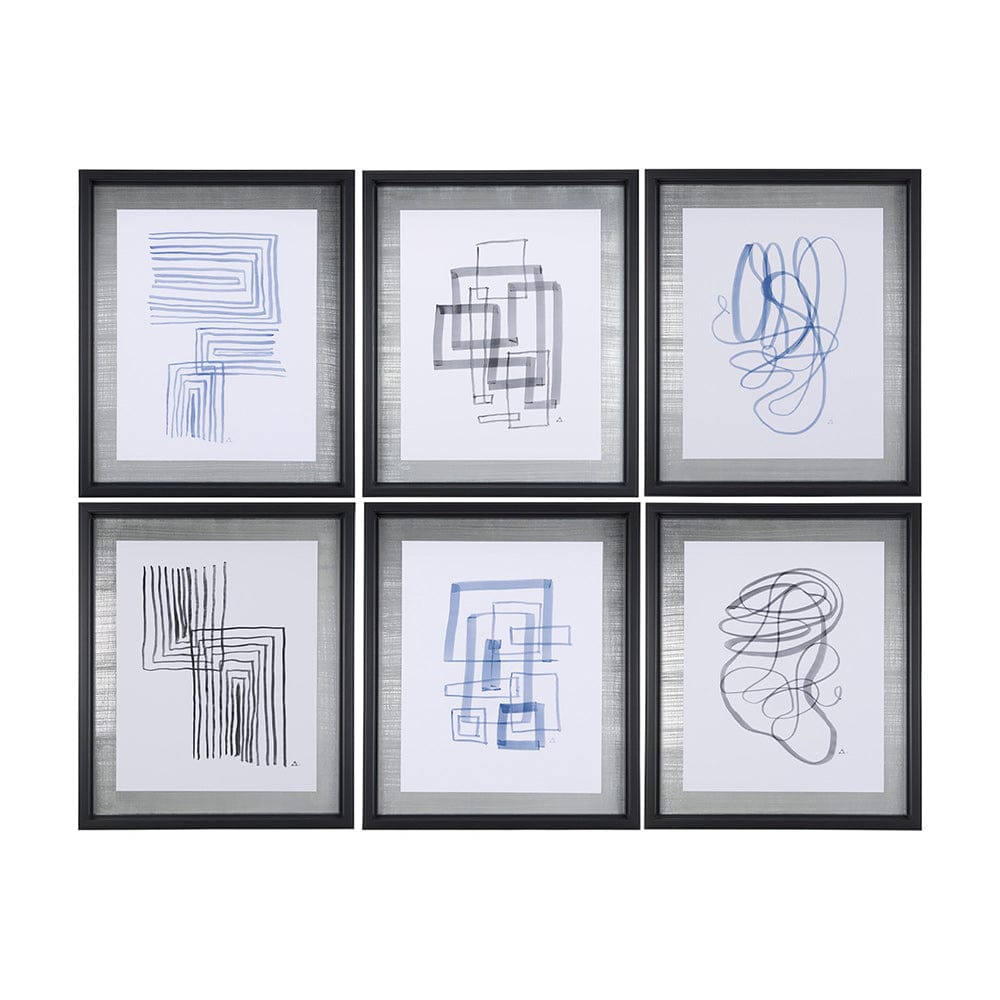 Mercana - Lines V by Mercana Studio a Hand Embellished Textured Framed Art Print Matted under Glass - 14151 view 8