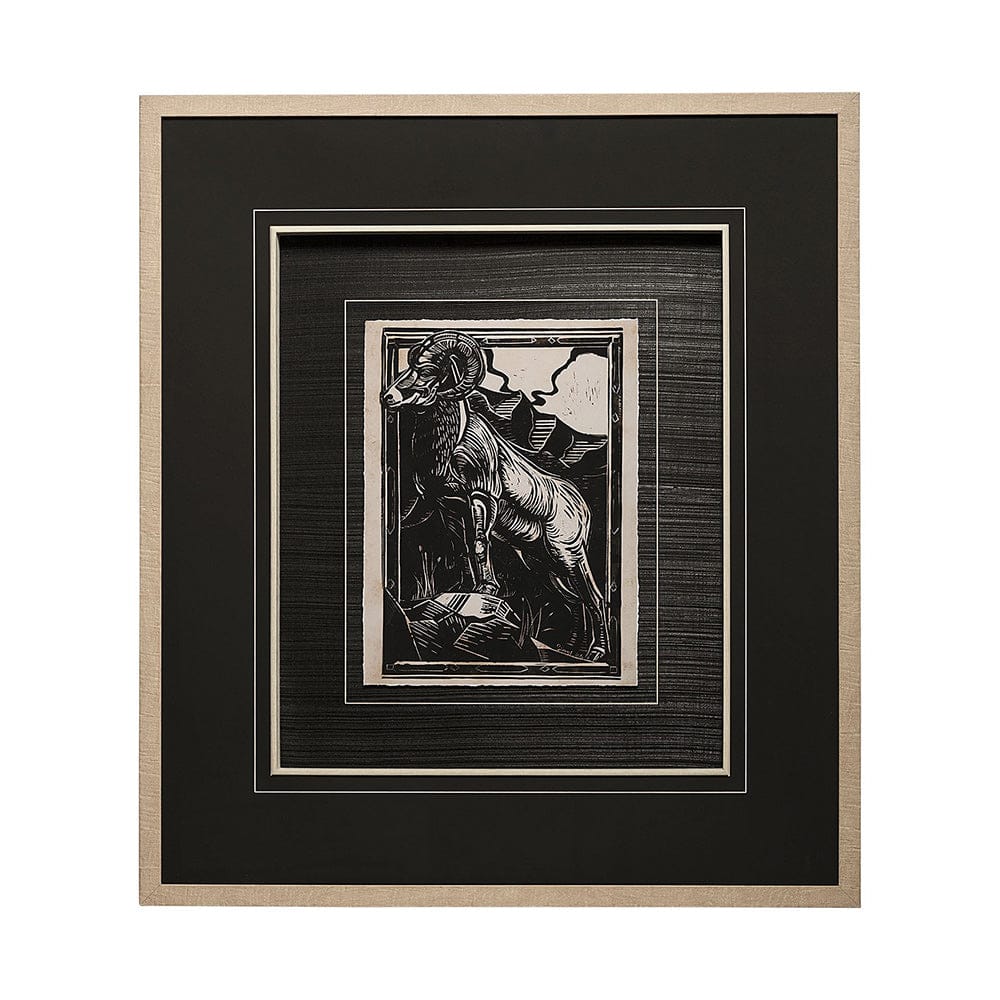 Mercana - Linocut I by Mercana Studio a Hand Embellished Textured Framed Art Print Matted under Glass - 13196 view 1
