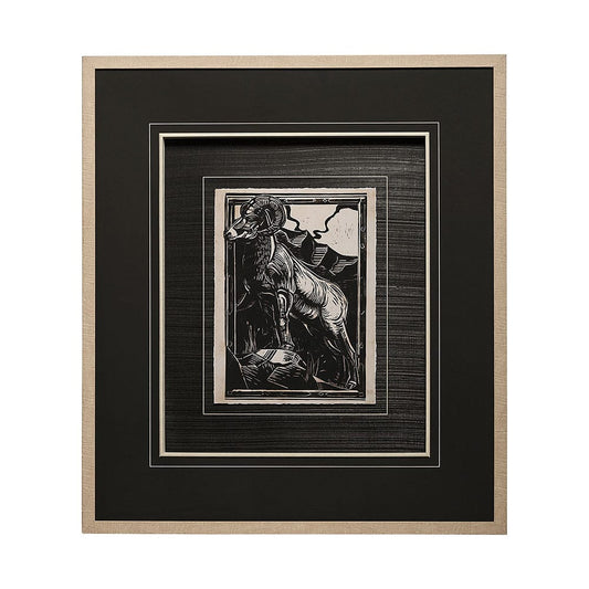 Mercana - Linocut I by Mercana Studio a Hand Embellished Textured Framed Art Print Matted under Glass - 13196 view 1