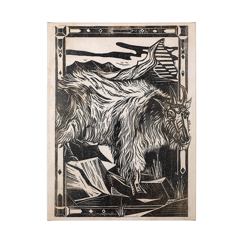 Mercana - Linocut I Ram by Mercana Studio a Hand Embellished Textured Canvas - 101623-L view 1