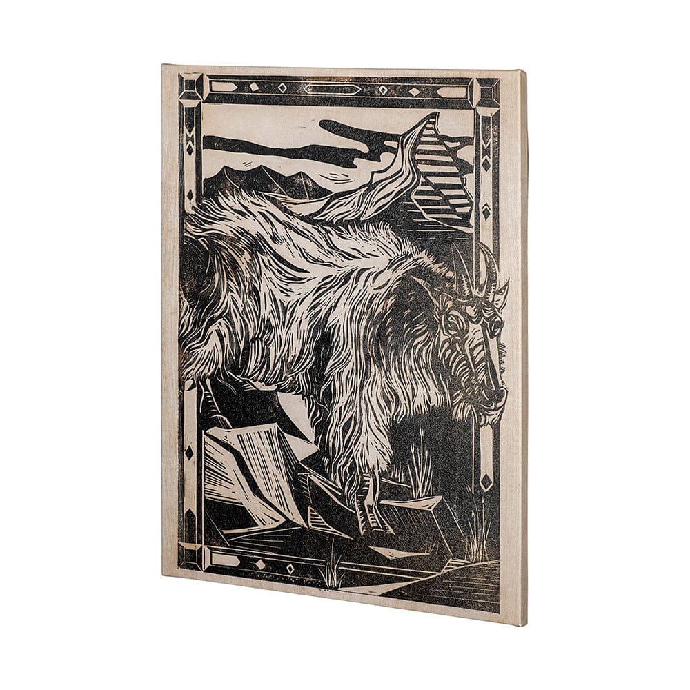 Mercana - Linocut I Ram by Mercana Studio a Hand Embellished Textured Canvas - 101623-L view 3
