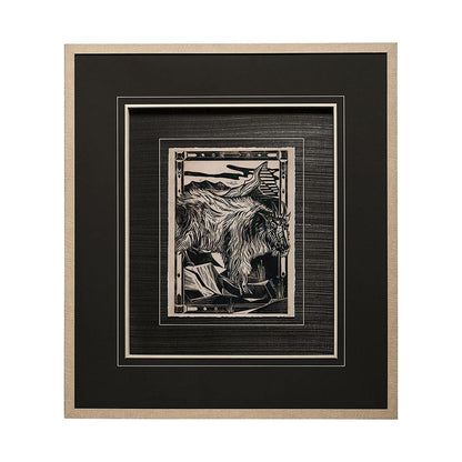 Mercana - Linocut II by Mercana Studio a Hand Embellished Textured Framed Art Print Matted under Glass - 13197 view 1