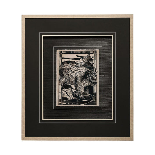 Mercana - Linocut II by Mercana Studio a Hand Embellished Textured Framed Art Print Matted under Glass - 13197 view 1