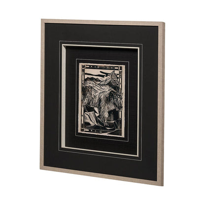 Mercana - Linocut II by Mercana Studio a Hand Embellished Textured Framed Art Print Matted under Glass - 13197 view 4