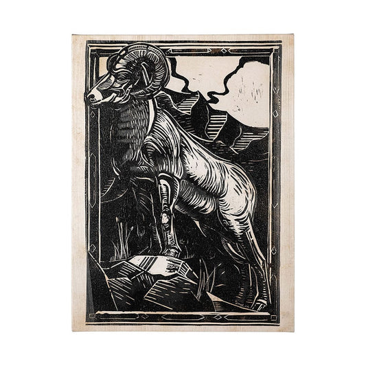 Mercana - Linocut II Goat by Mercana Studio a Hand Embellished Textured Canvas - 101624-L view 1