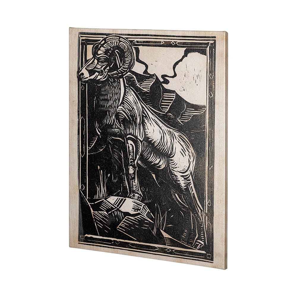 Mercana - Linocut II Goat by Mercana Studio a Hand Embellished Textured Canvas - 101624-L view 3