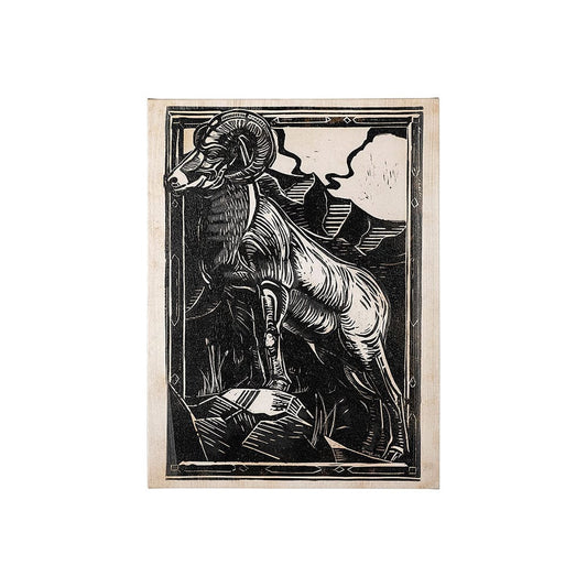 Mercana - Linocut II Goat by Mercana Studio a Hand Embellished Textured Canvas - 101624-S view 1