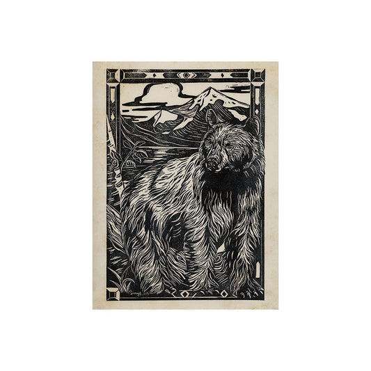 Mercana - Linocut III Bear by Mercana Studio a Hand Embellished Textured Canvas - 101625-S view 1