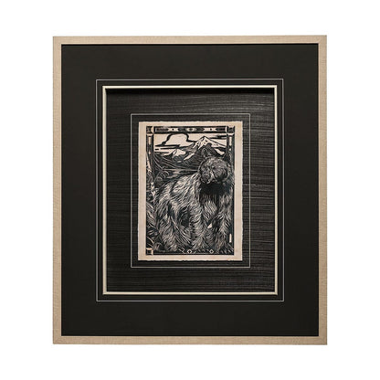Mercana - Linocut III by Mercana Studio a Hand Embellished Textured Framed Art Print Matted under Glass - 13198 view 1