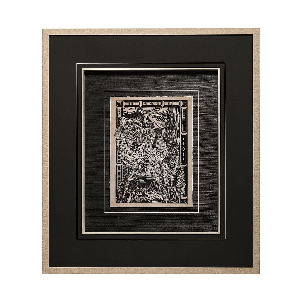 Mercana - Linocut IV by Mercana Studio a Hand Embellished Textured Framed Art Print Matted under Glass - 13199 view 1