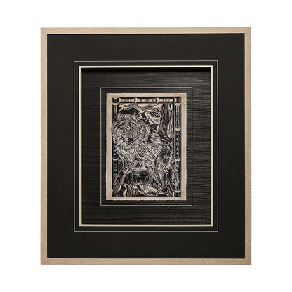 Mercana - Linocut IV by Mercana Studio a Hand Embellished Textured Framed Art Print Matted under Glass - 13199 view 1