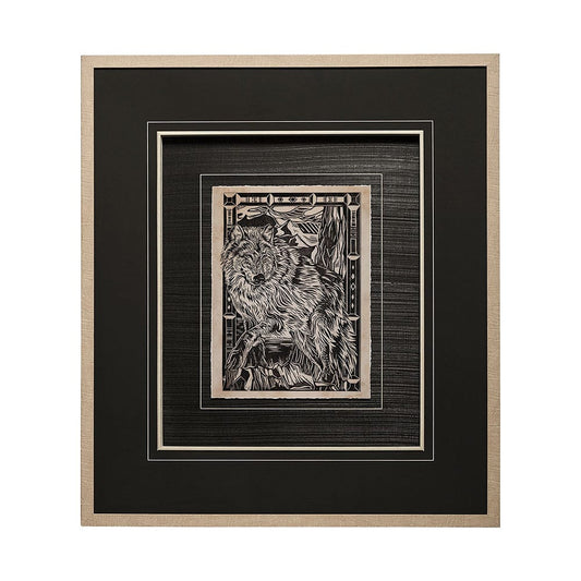 Mercana - Linocut IV by Mercana Studio a Hand Embellished Textured Framed Art Print Matted under Glass - 13199 view 1