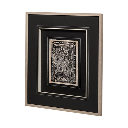 Mercana - Linocut IV by Mercana Studio a Hand Embellished Textured Framed Art Print Matted under Glass - 13199 view 4