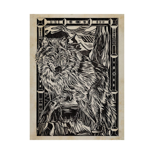 Mercana - Linocut IV Wolf by Mercana Studio a Hand Embellished Textured Canvas - 101626-L view 1