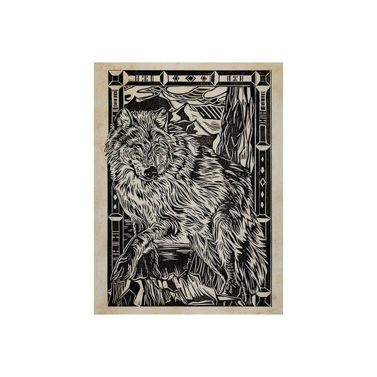 Mercana - Linocut IV Wolf by Mercana Studio a Hand Embellished Textured Canvas - 101626-S view 1