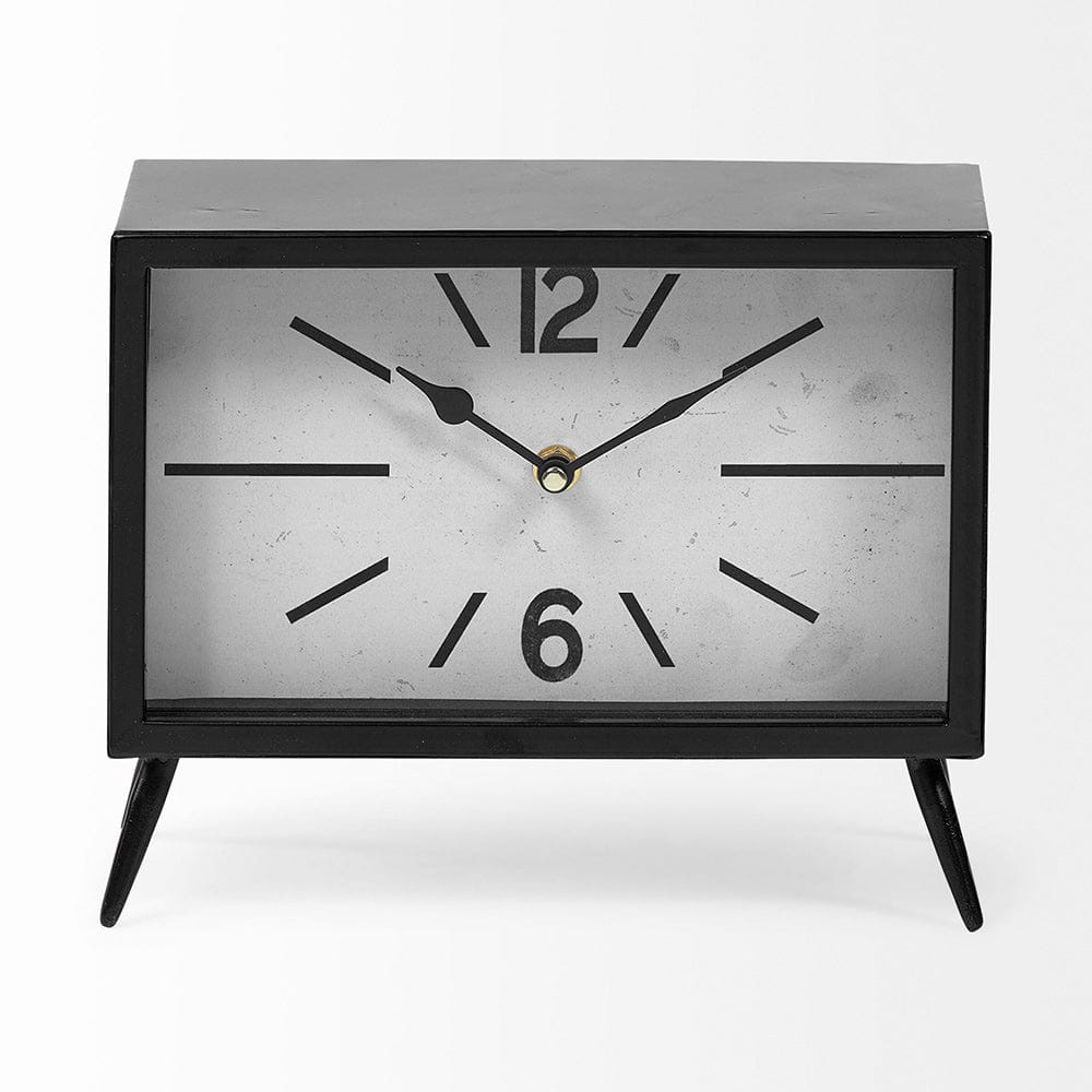 Mercana - Lita Black Metal Rectangular Table Clock - 68552 view 3