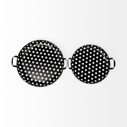 Mercana - Lito Black Woven Metal Round Serving Trays (Set of 2) - 68951 view 3