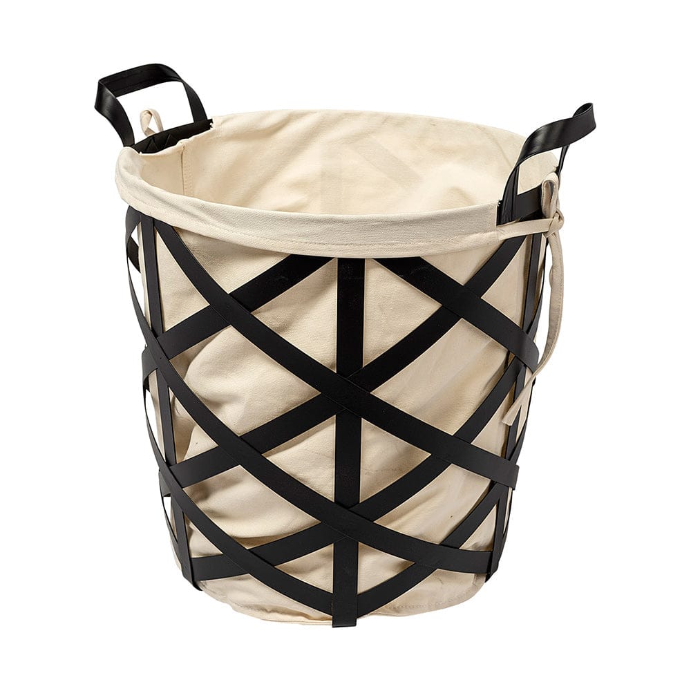 Mercana - Liya 18L x 15W Black Metal Basket with Cream Fabric Liner - 68950_CLOSEOUT view 1