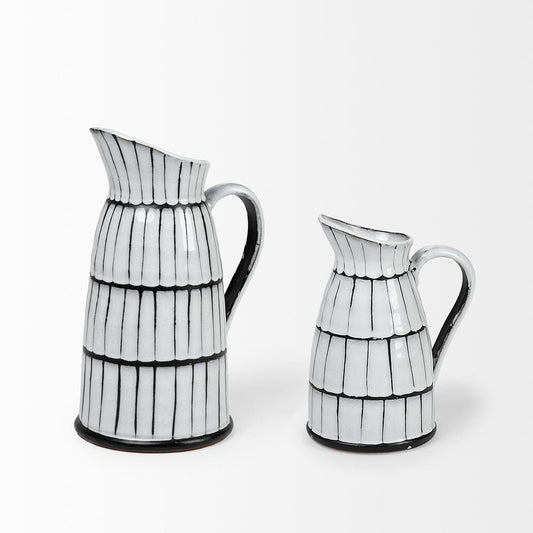 Mercana - Lome Small White/Black Ceramic Jug - 68100 view 2