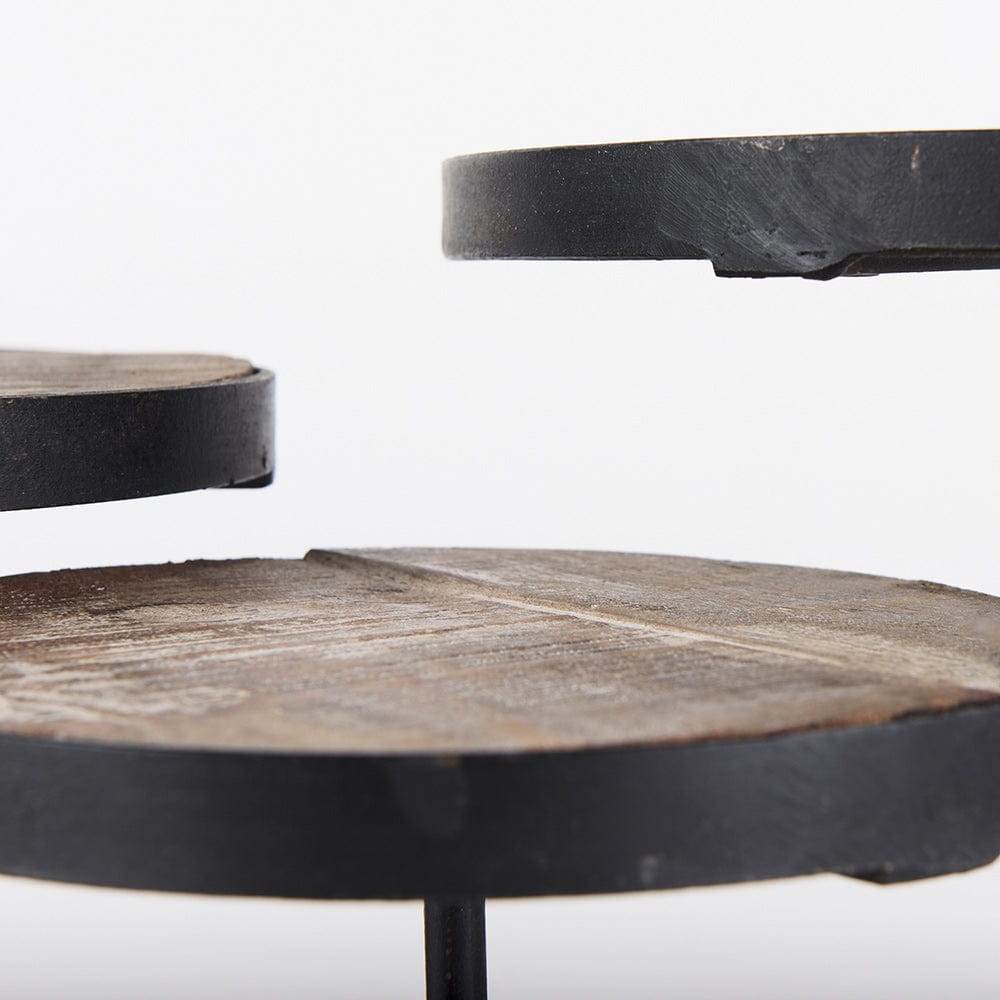 Mercana - Lorenz Light Brown Wood W/ Black Metal Base Round Decorative Display Stands (Set of 3) - 69143 view 5
