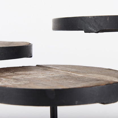 Mercana - Lorenz Light Brown Wood W/ Black Metal Base Round Decorative Display Stands (Set of 3) - 69143 view 5