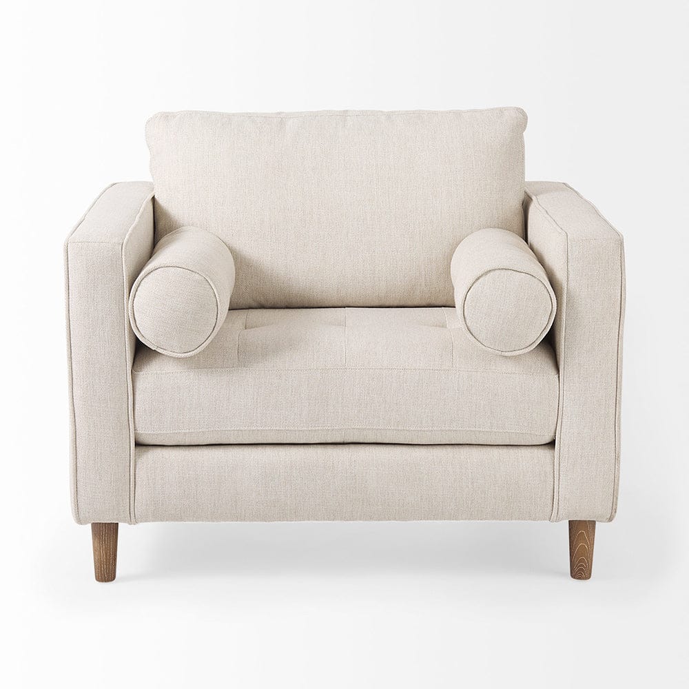Mercana - Loretta 40.7L x 36.2W x 33.9H Cream Fabric Chair W/ Two Bolster Cushions - 69623 view 2