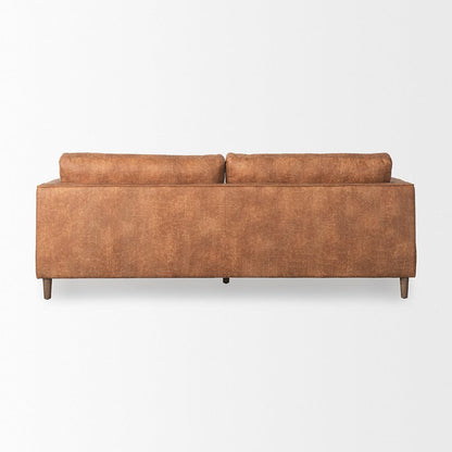 Mercana - Loretta 88.0L x 36.2W x 33.9H Cognac Brown Faux Leather Three Seater Sofa with Two Bolster Cushions - 69624 view 5