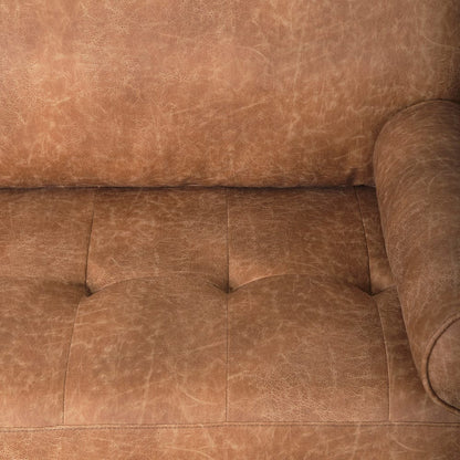 Mercana - Loretta 88.0L x 36.2W x 33.9H Cognac Brown Faux Leather Three Seater Sofa with Two Bolster Cushions - 69624 view 8